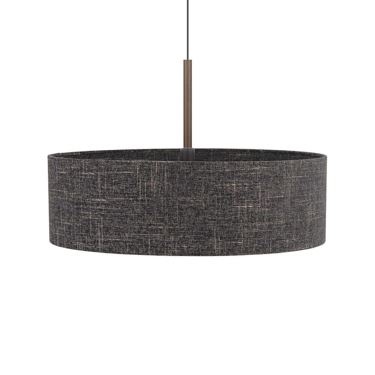 Lampa wisząca Amarela L, z czarnym melanżem, o okrągłym kształcie. Posiada metalowy uchwyt w kolorze brązowym. Zawieszona na cienkim przewodzie, idealna do nowoczesnych wnętrz. Wymaga żarówki E27.