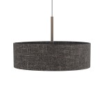 Lampa wisząca Amarela L, z czarnym melanżem, o okrągłym kształcie. Posiada metalowy uchwyt w kolorze brązowym. Zawieszona na cienkim przewodzie, idealna do nowoczesnych wnętrz. Wymaga żarówki E27.