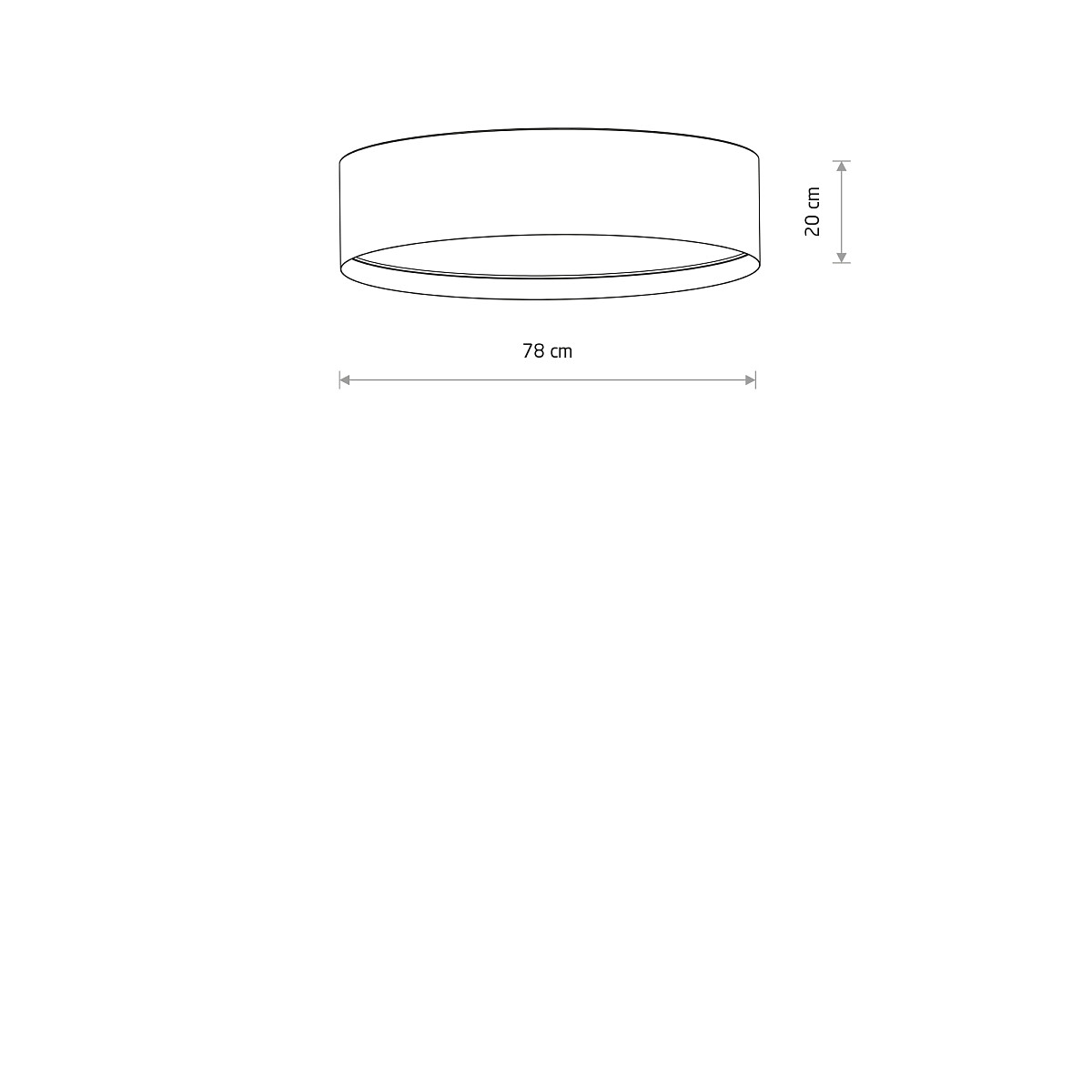 Lampa sufitowa Cedro L w kolorze beżowym, o średnicy 78 cm i wysokości 20 cm, z oprawą na jedną żarówkę E27. Prosty, okrągły kształt, idealna do nowoczesnych wnętrz.