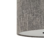 Lampa wisząca Lago S w kolorze szarym, wykonana z tekstylnego klosza z fakturą przypominającą drobny splot. Ujęcie z bliska, ukazujące górną część klosza, który jest okrągły i montowany na pojedynczym źródle światła E27.