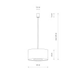 Lampa wisząca Lago M w kolorze szarym, z kloszem o średnicy 50 cm i wysokości 25 cm, zawieszona na cienkim przewodzie, z maksymalną długością 130 cm. Wyposażona w miejsce na żarówkę E27.