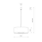Lampa wisząca Lago L w kolorze szarym, z jednym gniazdem E27. Okrągły klosz o średnicy 65 cm i wysokości 25 cm, zawieszony na cienkim przewodzie o maksymalnej długości 130 cm. Prosty design, idealna do nowoczesnych wnętrz.