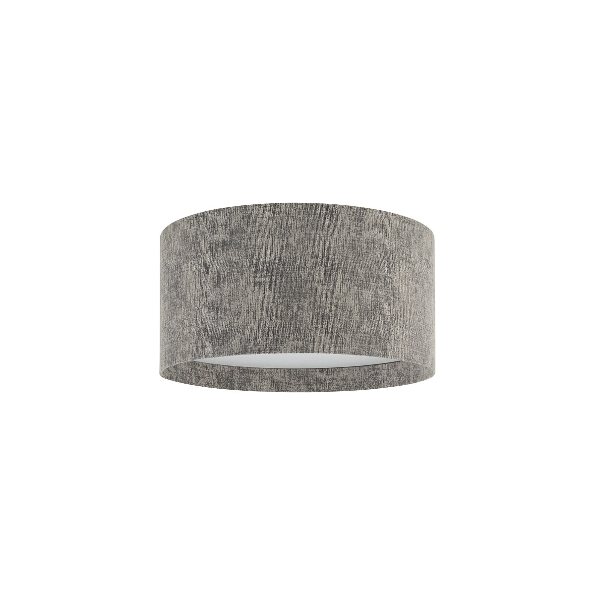 Lampa sufitowa Lago S z jednym źródłem światła E27, w kolorze szarym. Okrągły klosz wykonany z materiału o teksturowanej powierzchni, umieszczony w pozycji wiszącej, z białym wnętrzem. Prosta forma, idealna do nowoczesnych wnętrz.