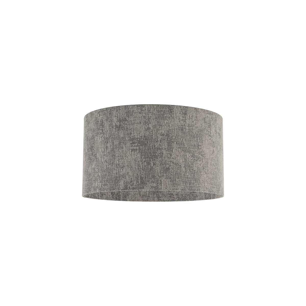Lampa sufitowa Lago S w kolorze szarym, z materiałowym kloszem o cylindrycznym kształcie. Posiada miejsce na jedną żarówkę E27. Ujęcie frontalne, produkt zawieszony na białym tle.