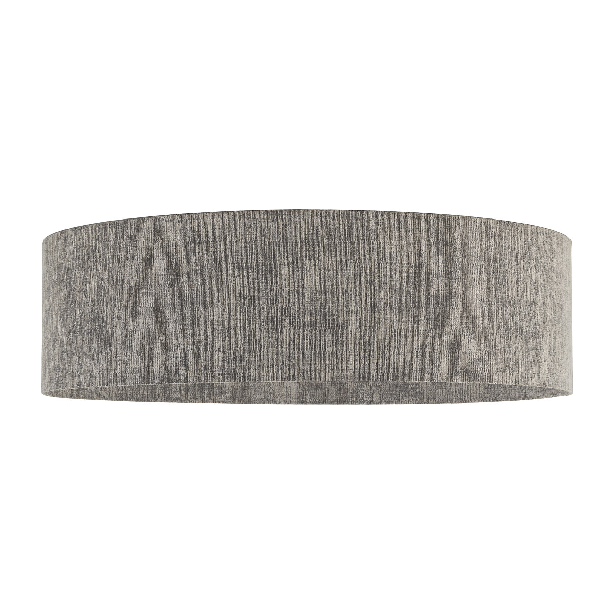 Lampa sufitowa Lago M w kolorze szarym, o cylindrycznym kształcie, przeznaczona na cztery źródła światła E27. Wykonana z teksturowanego materiału, montowana na suficie, widoczna z boku.