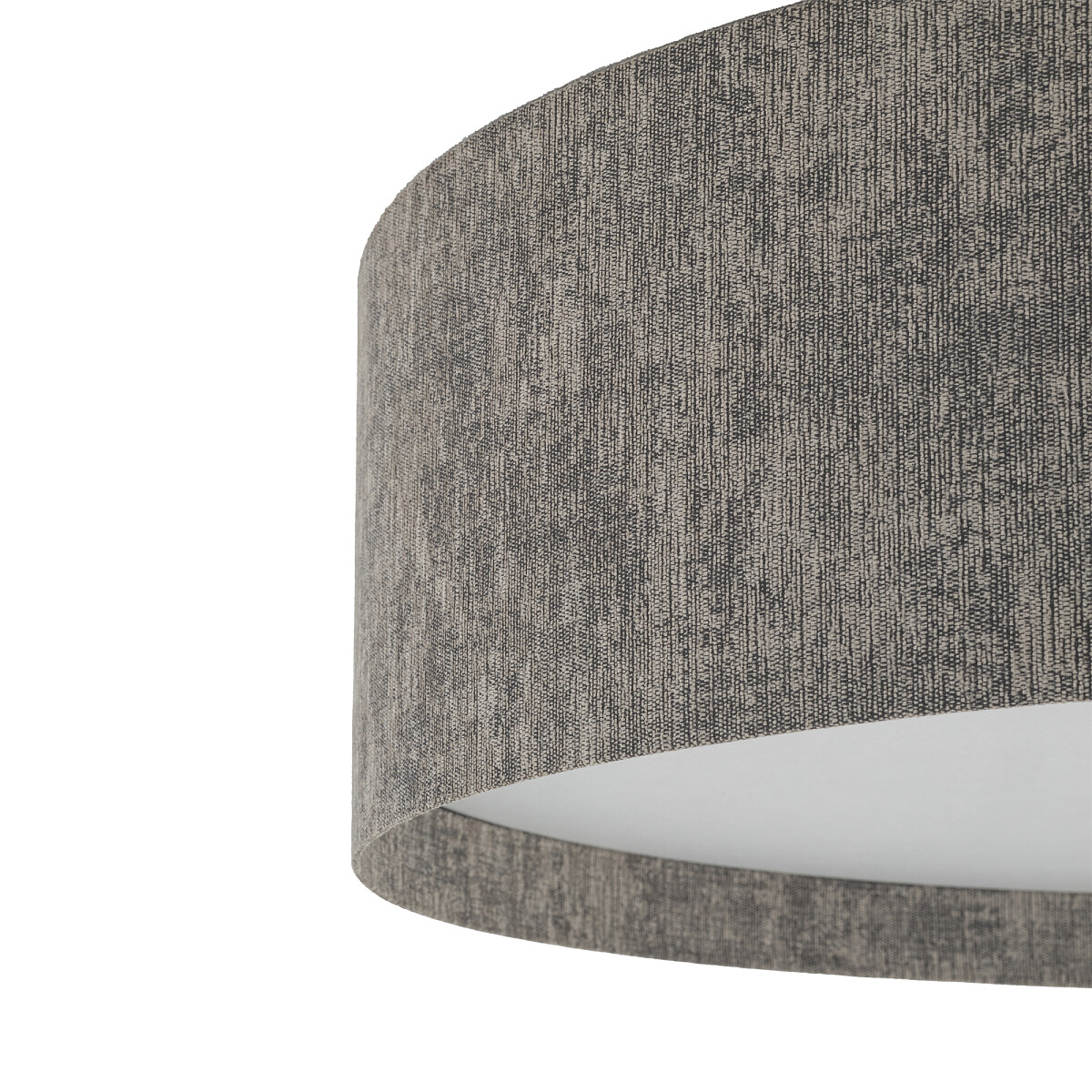 Lampa sufitowa Lago M z czterema miejscami na żarówki E27, w kolorze szarym. Abażur o teksturowanej powierzchni, okrągły kształt, widoczny zbliżony detal. Idealna do nowoczesnych wnętrz.