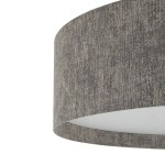 Lampa sufitowa Lago M z czterema miejscami na żarówki E27, w kolorze szarym. Abażur o teksturowanej powierzchni, okrągły kształt, widoczny zbliżony detal. Idealna do nowoczesnych wnętrz.