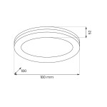 Plafon LED Marlon D18 o średnicy 180 mm i grubości 52 mm w kolorze białym, z klasą ochrony IP54. Źródło światła o mocy 12W i temperaturze barwowej 4000K, idealny do oświetlenia wnętrz.