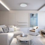 Plafon LED Marlon D30 o mocy 36W, kolor biały, z klasą szczelności IP54. Montowany sufitowo, w kształcie okrągłym, prezentujący się w nowoczesnym wnętrzu z jasnymi ścianami i minimalistycznym umeblowaniem.