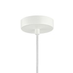 Lampa wisząca Latera D18 w kolorze niebieskim, z oprawą na jedną żarówkę E14. Ujęcie z góry, pokazujące okrągły sufitowy element montażowy i pleciony kabel. Prosty, nowoczesny design, idealny do różnych wnętrz.