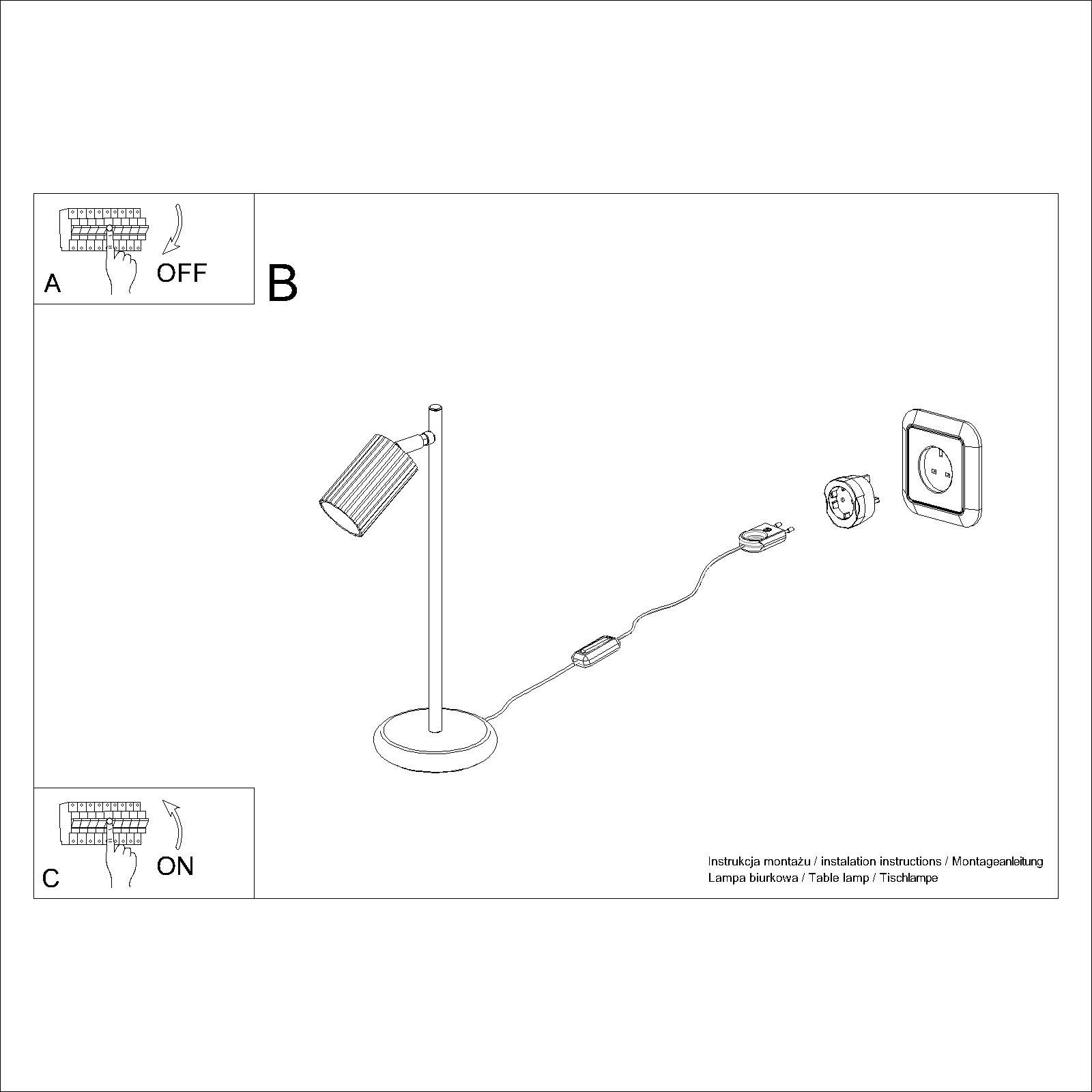 Lampka stołowa Karbon 1xGU10 w kolorze taupe, z okrągłą podstawą i cylindrycznym kloszem z rowkowanej faktury. Widoczny przewód z włącznikiem, ustawiona w pozycji stojącej, idealna do biura lub na stół.
