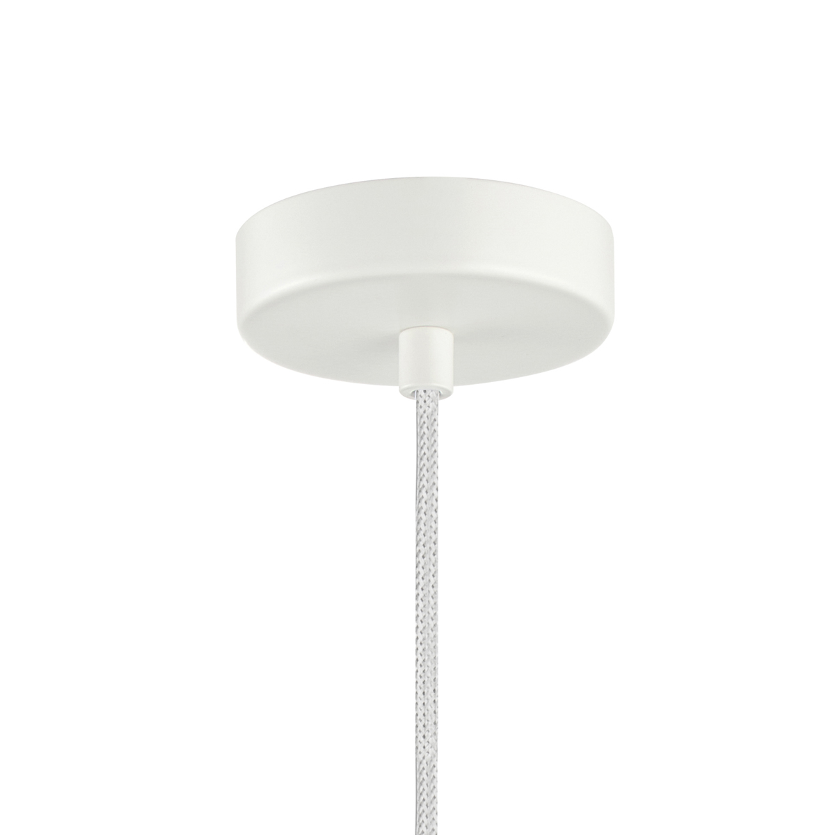 Lampa wisząca Latera D15 w kolorze różowym, z miejscem na żarówkę E14. Produkt zawieszony na białym, okrągłym stropie z tekstylnym kablem. Prosta forma, idealna do nowoczesnych wnętrz.