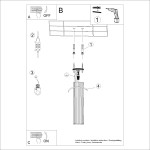 Lampa sufitowa Karbon 40, kolor złoty, z oprawą na jedną żarówkę GU10. Produkt przedstawiony z góry, pokazujący szczegóły montażu oraz sposób podłączenia. Wykonana z metalu, o prostym, nowoczesnym kształcie.