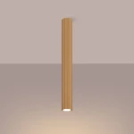 Lampa sufitowa Karbon 60 l w kolorze złotym, cylindryczna, z rowkowaną powierzchnią. Zawiera jedno gniazdo GU10. Ujęcie frontalne, zawieszona na jednolitym tle.