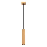 Lampa wisząca Karbon 1, z jedną oprawą GU10, w kolorze złotym. Posiada cylindryczny, żłobkowany korpus zawieszony na czarnym przewodzie. Montaż sufitowy z kwadratową podstawą. Idealna do nowoczesnych wnętrz.
