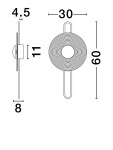 Bermudez kinkiet 1xLED 8W w kolorze złotym, o okrągłej formie z delikatnymi liniami. Wymiary: 60 cm wysokości, 30 cm średnicy, 4,5 cm głębokości. Montowany na ścianie, prezentuje nowoczesny design.