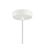 Kremowa lampa wisząca Latera D15 z oprawą na jedną żarówkę E14. Ujęcie z dołu, pokazujące okrągłą podstawę i teksturowany przewód. Prosty design, idealna do nowoczesnych wnętrz.