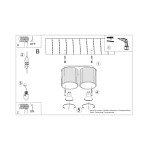 Lampa sufitowa Aura w kolorze brzoskwiniowym z miejscem na 2 żarówki GU10. Elementy montażowe oraz instrukcje przedstawione w formie graficznej. Lampa z okrągłymi, teksturowanymi kloszami, przeznaczona do zamontowania na suficie.
