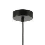 Lampa wisząca LED Pieve D25 o mocy 7W, kolor bordowy, z ciepłym światłem 3000K. W ujęciu z góry widoczna czarna podsufitka z zawieszeniem. Prosta, nowoczesna forma, idealna do aranżacji wnętrz.