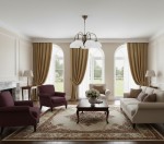 Żyrandol Opal 5xE27 w kolorze patyny, z pięcioma szklanymi kloszami, zawieszony w eleganckim wnętrzu salonu. Produkt doskonale oświetla przestrzeń, otoczony jasnymi zasłonami i klasycznymi meblami.