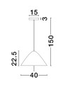 Lampa wisząca Carapari 1xLED 17W w kolorze białym, o kształcie stożkowym. Wymiary: wysokość 150 cm, średnica 40 cm, klosz o wysokości 22,5 cm. Prosta konstrukcja z metalowym uchwytem. Idealna do nowoczesnych wnętrz.