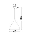 Lampa wisząca Chayanta w kolorze białym, z trzema gniazdami E27. Kształt w formie stożka, z długością 170 cm i średnicą 46 cm. Prosta konstrukcja, zawieszona na cienkim przewodzie, idealna do nowoczesnych wnętrz.