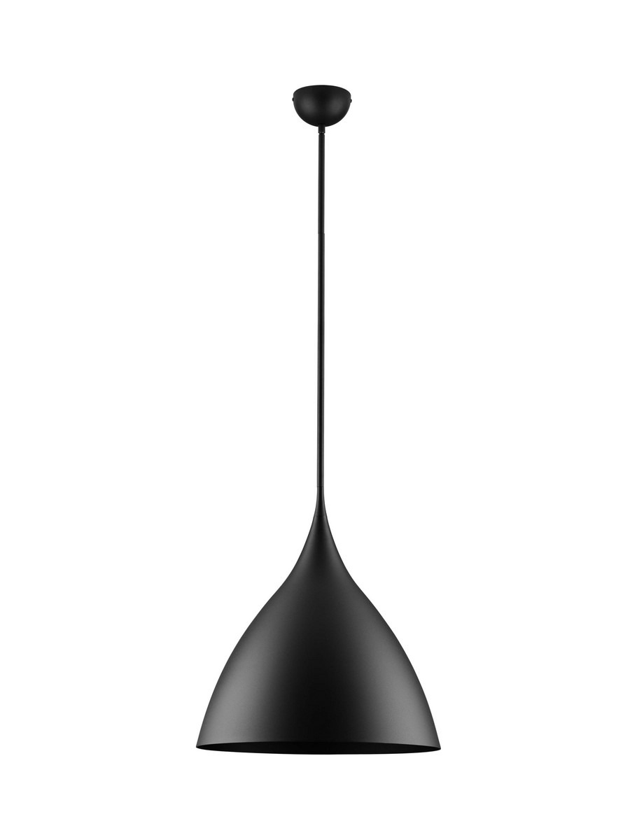 Lampa wisząca Chayanta 3xE27 w kolorze czarnym, o smukłym kształcie w formie stożka. Zawieszona na cienkim kablu, z okrągłym stropem. Idealna do nowoczesnych wnętrz, minimalistyczny design podkreśla elegancję przestrzeni.