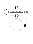 Kinkiet Chica 1xLED 21W w kolorze brązowym, okrągły o średnicy 30 cm i grubości 3,5 cm. Widok z boku oraz z góry, z zamontowanym źródłem światła. Idealny do nowoczesnych wnętrz.