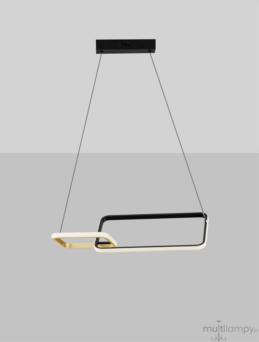 Lampa wisząca Chulumani 2xLED 36W w kolorze czarnym, złożona z dwóch prostokątnych ram w różnych kolorach. Zawieszona na czarnych linkach, prezentuje nowoczesny design. Montaż sufitowy, idealna do nowoczesnych wnętrz.