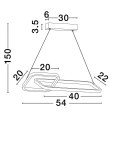 Lampa wisząca Chulumani 2xLED 36W w kolorze czarnym. Posiada nowoczesny kształt z wymiarami 54 cm długości, 22 cm szerokości, zawieszona na cienkich linkach. Zamontowana na prostokątnej podstawie o wymiarach 30x6 cm.
