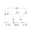 Kinkiet Cliza 5xLED 34W w kolorze czarnym i złotym, o nowoczesnym designie. Produkt składa się z pięciu okrągłych źródeł światła w różnych odległościach, zamocowanych na prostokątnej podstawie. Wymiary: 150 cm szerokości i 63 cm wysokości.