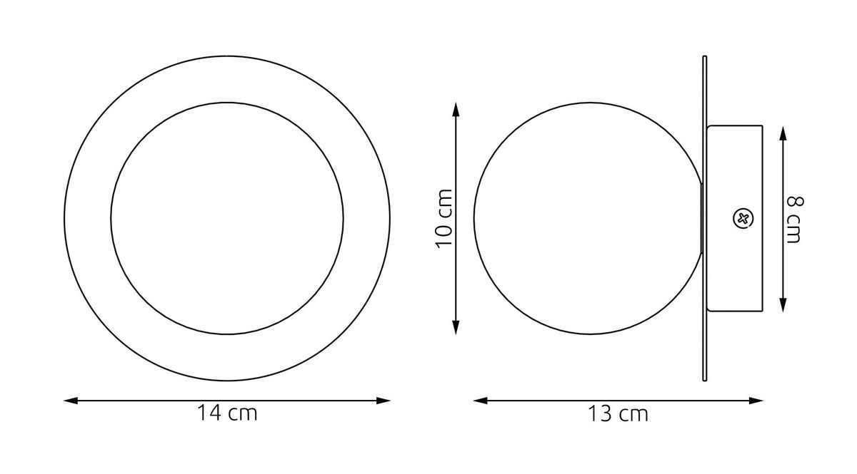 Kinkiet Americana 1xG9 w kolorze białym, o średnicy 14 cm i wysokości 10 cm. Posiada prostokątną podstawę o wymiarach 8 cm x 13 cm. Prosty, okrągły design, idealny do nowoczesnych wnętrz.