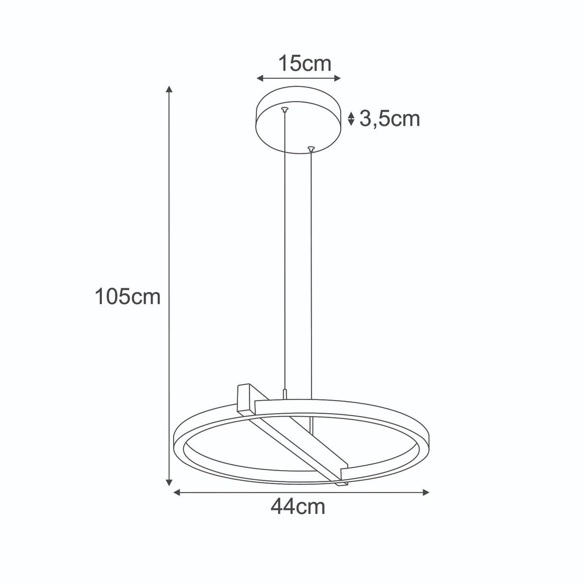 Lampa wisząca Tivoli w kolorze czarnym, z pojedynczym źródłem światła LED 24W CCT. Okrągła forma o średnicy 44 cm i wysokości 105 cm, zawieszona na cienkim kablu. Elementy metalowe, minimalistyczny design, idealna do nowoczesnych wnętrz.