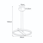 Lampa wisząca Tivoli w kolorze czarnym, z pojedynczym źródłem światła LED 24W CCT. Okrągła forma o średnicy 44 cm i wysokości 105 cm, zawieszona na cienkim kablu. Elementy metalowe, minimalistyczny design, idealna do nowoczesnych wnętrz.