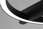 Lampa wisząca Tivoli w kolorze czarnym, z metalową konstrukcją, zbliżenie na okrągły element LED o mocy 24W z białym podświetleniem. Widoczny kąt ujęcia podkreśla minimalistyczny design i fakturę materiału.
