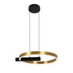 Lampa wisząca Metis K-8232 z jedną diodą LED 24W w kolorze czarnym i złotym. Okrągła konstrukcja z metalowym wykończeniem, zwisająca na dwóch cienkich linkach. Prosty, nowoczesny design, idealna do wnętrz.
