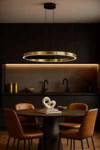 Metis lampa wisząca 1xLED 36W czarna złota K-8233