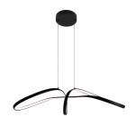 Lampa wisząca Snow 1xLED 40W CCT w kolorze czarnym, z unikalnym kształtem składającym się z opływowych, zakrzywionych elementów. Zawieszona na cienkich linkach, z okrągłym mocowaniem sufitowym. Idealna do nowoczesnych wnętrz.