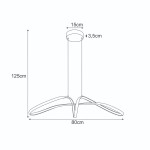 Lampa wisząca Snow 1xLED 40W CCT w kolorze złotym, o wymiarach 80 cm szerokości i 125 cm długości. Posiada nowoczesny, minimalistyczny design z trzema zakrzywionymi ramionami, zawieszona na cienkim przewodzie.