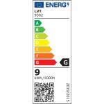 Kinkiet elewacyjny Hestio LED w kolorze czarnym z wbudowanym czujnikiem ruchu. Prosty, nowoczesny design, przeznaczony do montażu na zewnątrz. Widoczny jest również wskaźnik efektywności energetycznej G oraz zużycie 9 kWh/1000h.