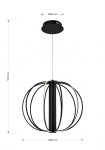 Czarna lampa wisząca Beniali z 1xLED 42W, o średnicy 500 mm i wysokości 1200 mm. Posiada cylindryczny korpus z metalowymi okręgami w kontrastujących kolorach. Montaż sufitowy, zawieszona na cienkim przewodzie, idealna do nowoczesnych wnętrz.