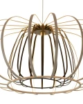 Lampa wisząca Salo 1xLED 55W w kolorze piaskowym i czarnym, o nowoczesnym, zaokrąglonym kształcie. Wykonana z metalowych pasków tworzących ażurową konstrukcję, zamontowana na białym przewodzie. Idealna do nowoczesnych wnętrz.