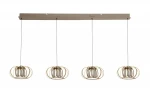 Lampa wisząca Salo z czterema kloszami LED 55W w kolorze piaskowym i czarnym. Klosze w formie okrągłych, metalowych pierścieni zawieszone na cienkich linkach. Montaż na prostokątnej podstawie sufitowej.