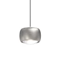 Lampa wisząca Quiberon z 10 diodami LED 55W, o zaokrąglonym kształcie, wykonana z niklu w matowym wykończeniu. Zawieszona na czarnym przewodzie, z widocznym źródłem światła w dolnej części. Tło białe, minimalistyczne.