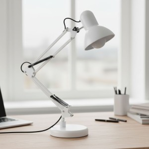 Lena lampka biurkowa 1xE27 z podstawą i uchwytem do stołu biała