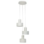 Lampa wisząca Rif 3xE27 w odcieniu szaro-beżowym, składająca się z trzech okrągłych kloszy o różnych średnicach, zawieszona na przezroczystych linkach. Montowana na okrągłej podsufitce.
