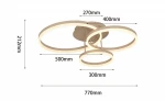 Lampa sufitowa Ravello 3xLED 48W w kolorze piaskowym. Okrągłe elementy o średnicach 500 mm, 400 mm i 300 mm, zawieszone na stelażu o wysokości 212 mm. Wymiary całkowite: 770 mm. Idealna do nowoczesnych wnętrz.
