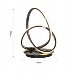 Lampa stołowa Bandol z jedną diodą LED 18W, w kolorze czarnym z chromowanymi akcentami. Posiada trzy okręgi w nowoczesnym designie, umieszczona na okrągłej podstawie o średnicy 210 mm i wysokości 330 mm.