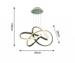 Lampa wisząca Bandol 1xLED 56W w kolorze czarnym i chromowanym. Ma nowoczesny, złożony kształt z trzema pętlami, o wymiarach 64 cm szerokości, 28 cm wysokości, zawieszona na linkach o długości 150 cm. Idealna do eleganckich wnętrz.