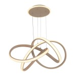 Lampa wisząca Bandol 1xLED 56W w kolorze piaskowym. Posiada trzy zakrzywione pierścienie oświetleniowe, zawieszone na cienkich linkach. Montowana do sufitu, idealna do nowoczesnych wnętrz. Białe światło LED w eleganckim designie.